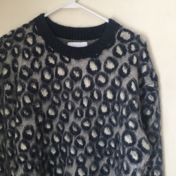 NWT Current/ Elliot Oversized Blue Cali Leopard Animal Print Sweater - Picture 4 of 6